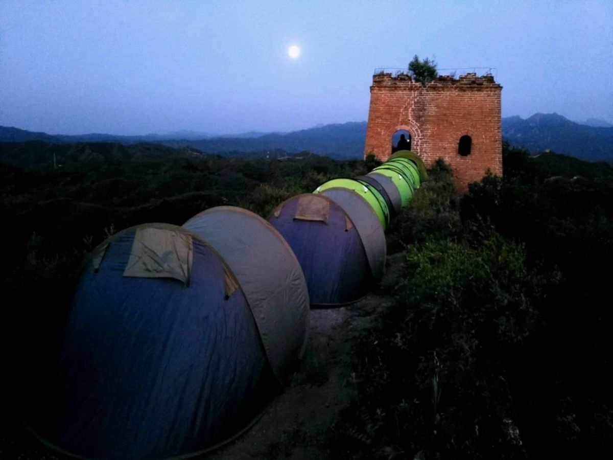 Great Wall watchtower camping photograph from the original book feature
