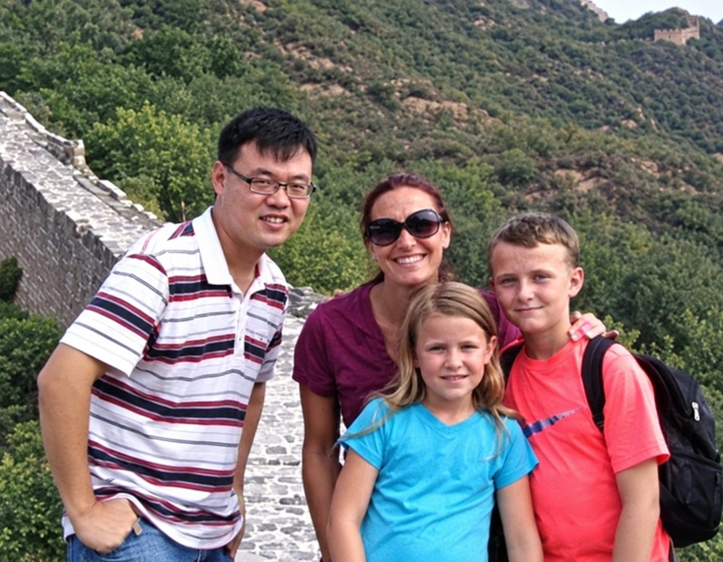 Restored archival Great Wall tour photo labeled Mike C.