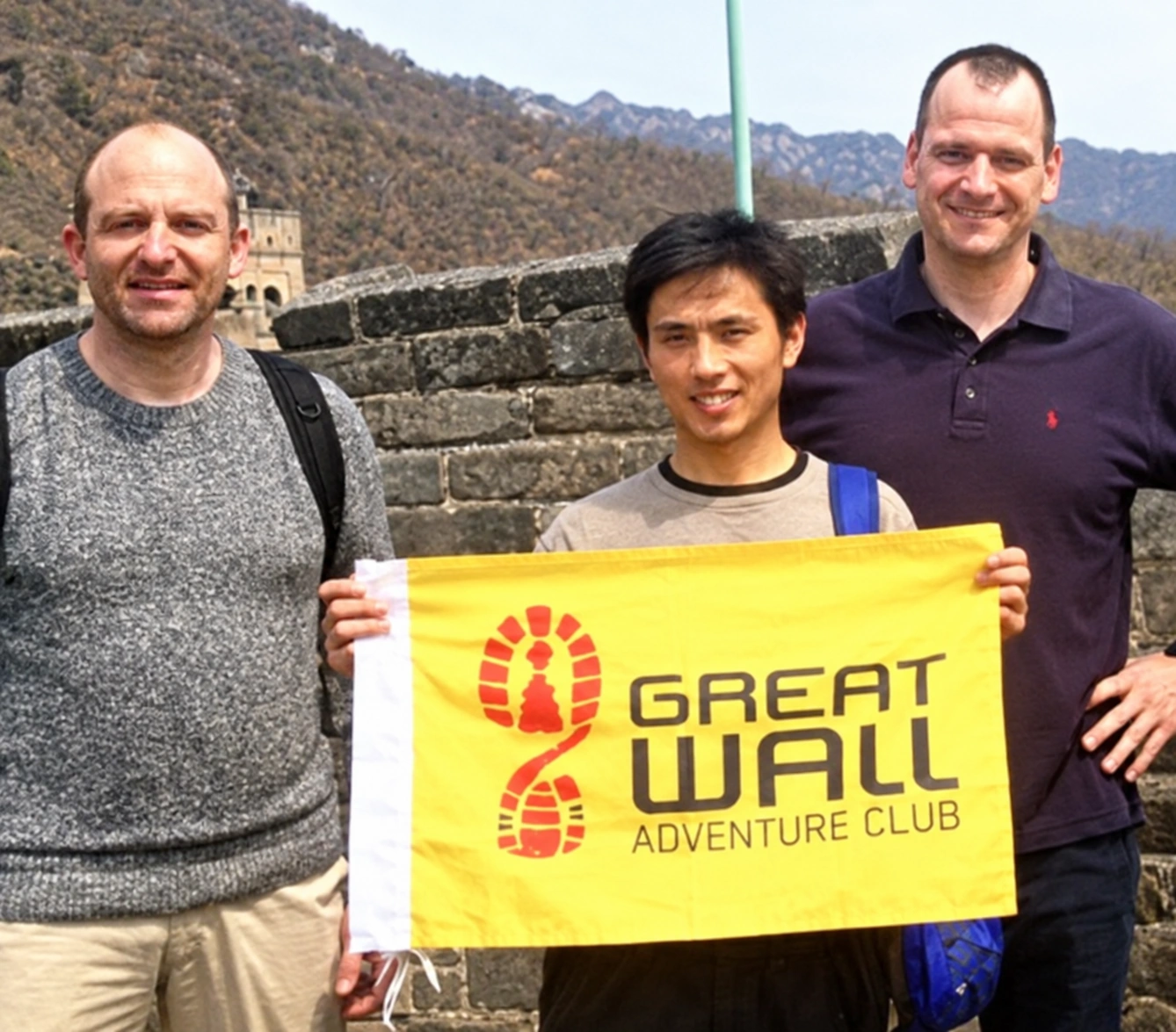 Restored archival Great Wall tour photo labeled Jack C.