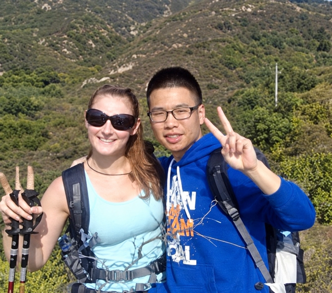 Restored archival Great Wall tour photo labeled Miko L.