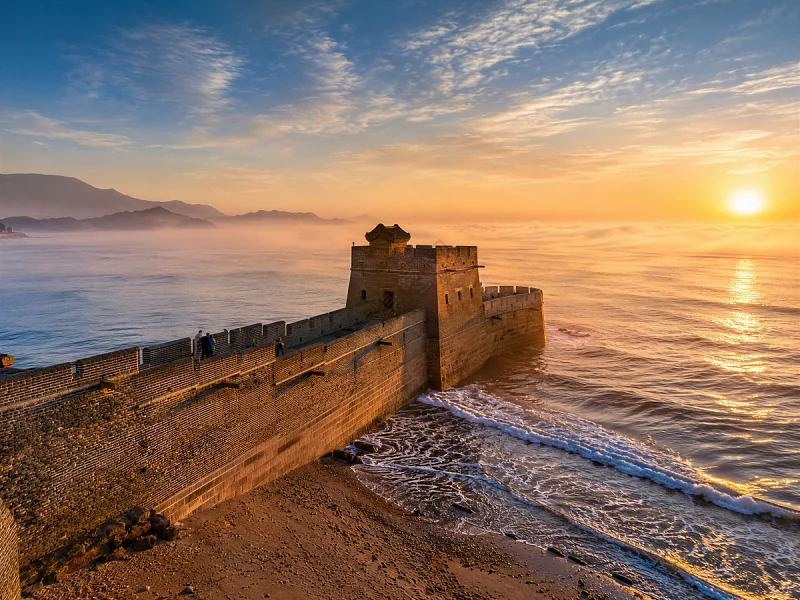 Old Dragon’s Head at Shanhaiguan, where the Ming Great Wall meets the Bohai Sea at sunrise